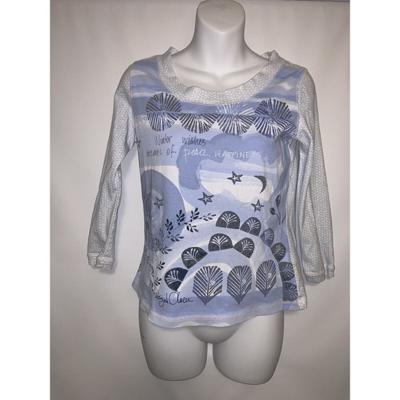 Sigrid Olsen Tops - Sigrid Olsen Women's Blouse Top Knit Graphic 3/4 Sleeve Size Small